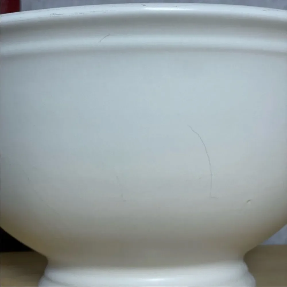 Bee & Willow Ivory Matte Bristol Large Embossed Ceramic Footed Fruit Bowl